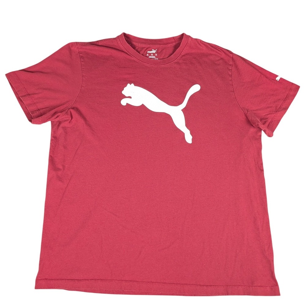Puma T-Shirt Mens XXL Red Big Logo Graphic Short Sleeve Athletic Good